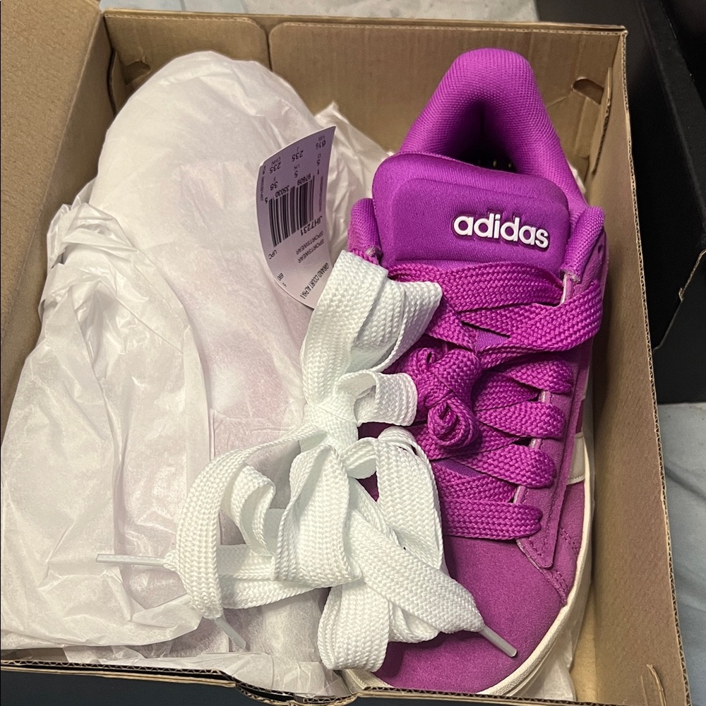 adidas Grand Court Alpha Pink and White Women's Sneakers - Picture 2 of 5